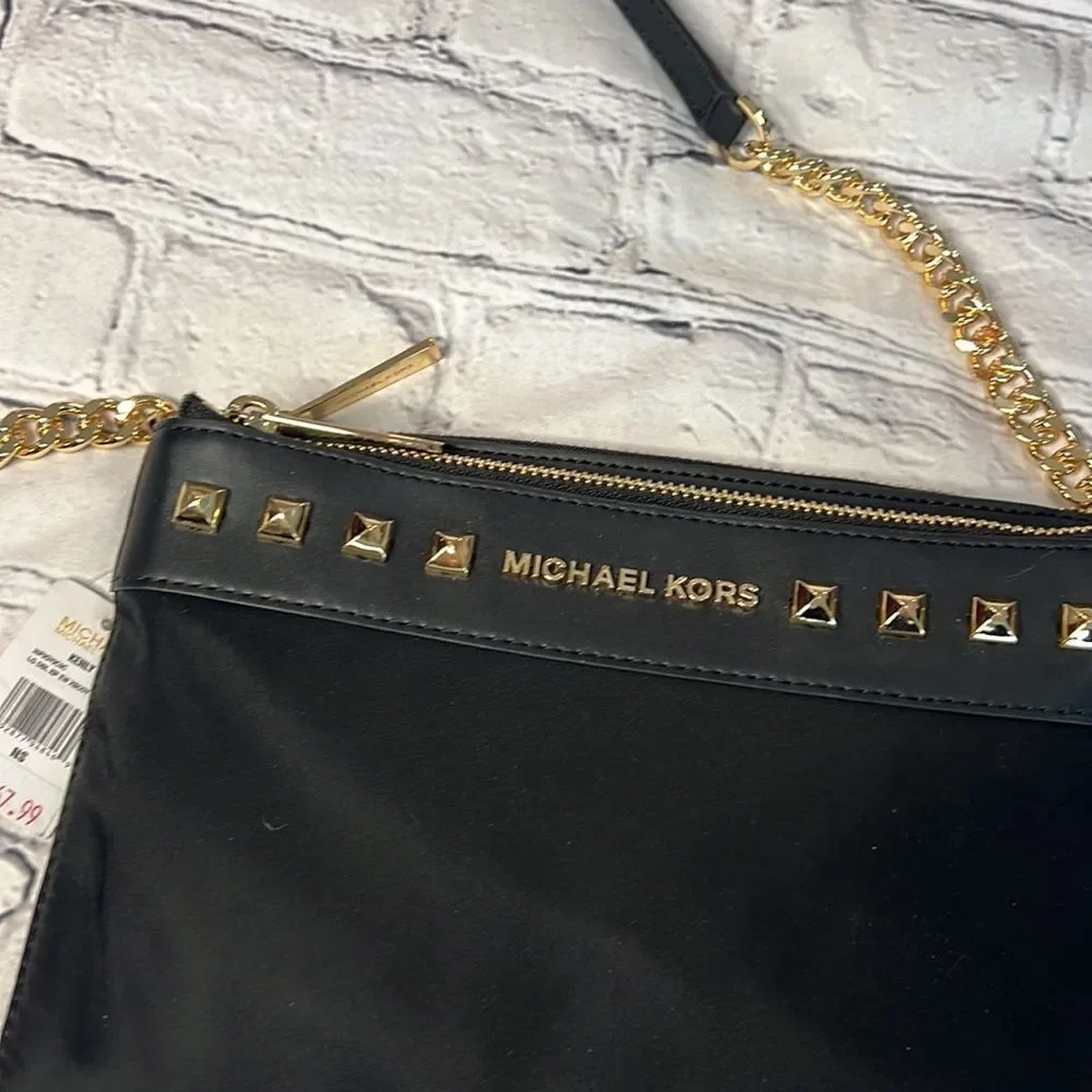 * Michael Kors, black Crossbody with gold stud and chain detail - Picture 4 of 11